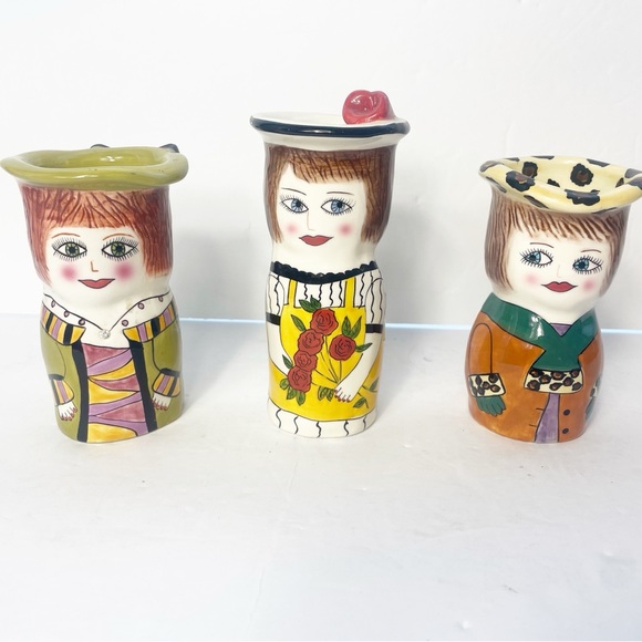 GANZ Other - Set of 3 Susan Paley Ganz Bella Casa Pottery Flower Vases Emily Roseanne Alice